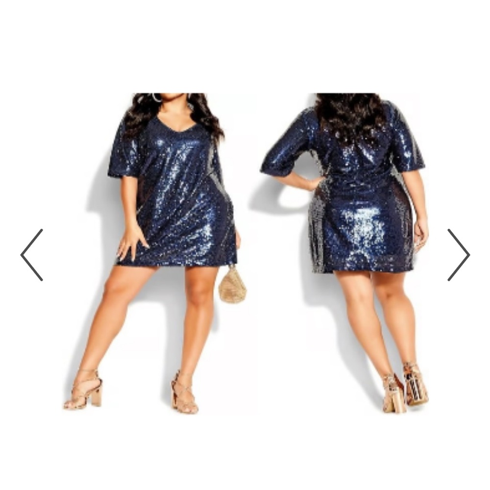 Elegant Navy Sequin Dress